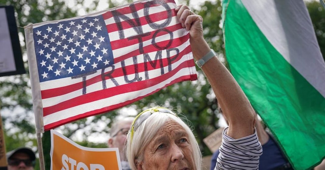 Demonstrators protest Trump's visit to Scotland ahead of U.S.-EU trade talks